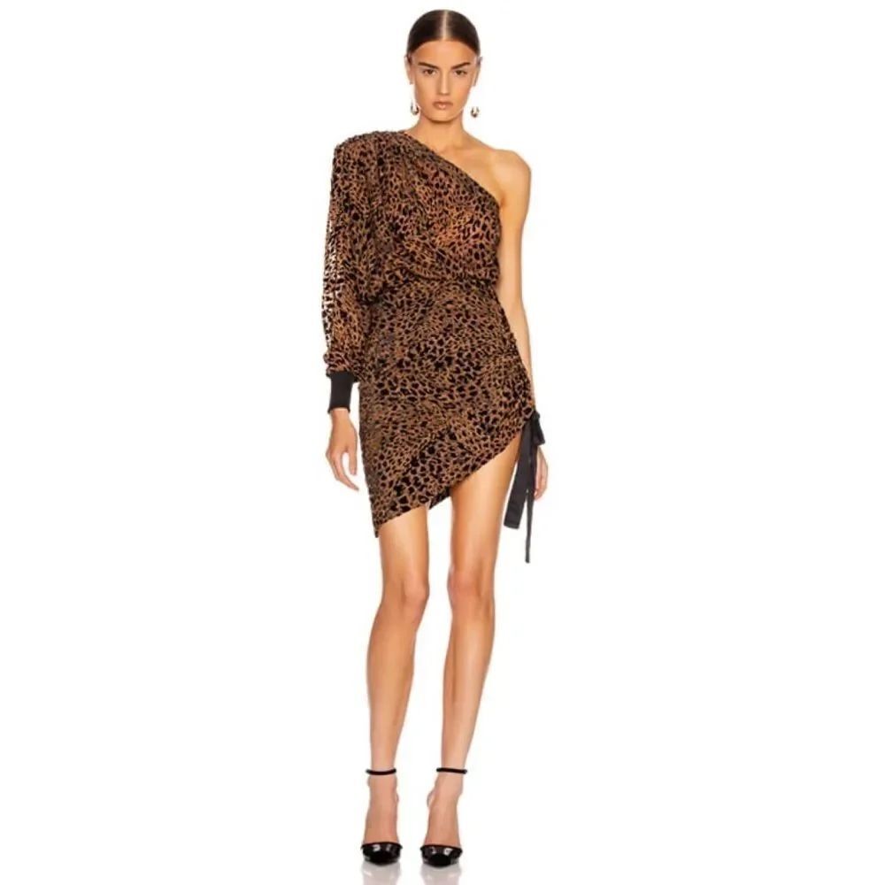 Retrofete One Shoulder Animal Print Neva Dress Size Small